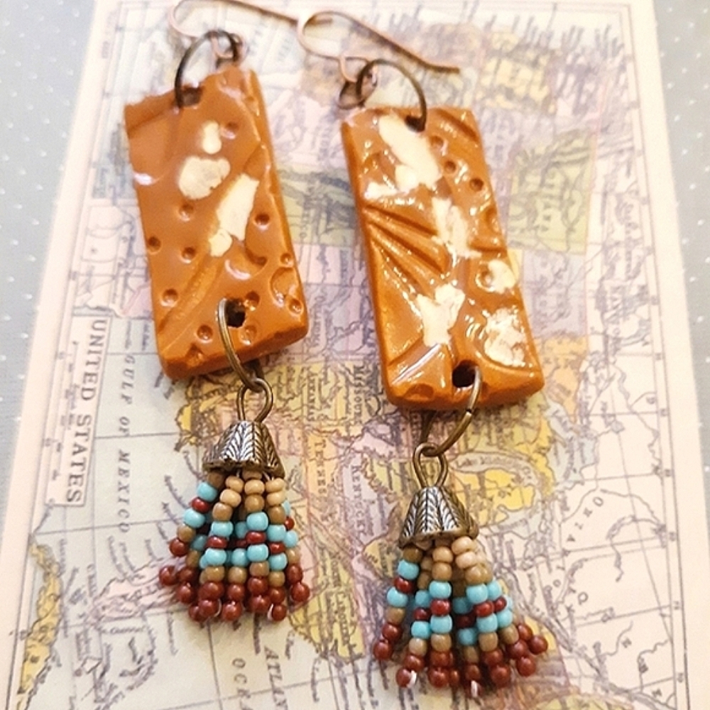 Terra Cotta Pottery & Southwestern Tassel Earrings